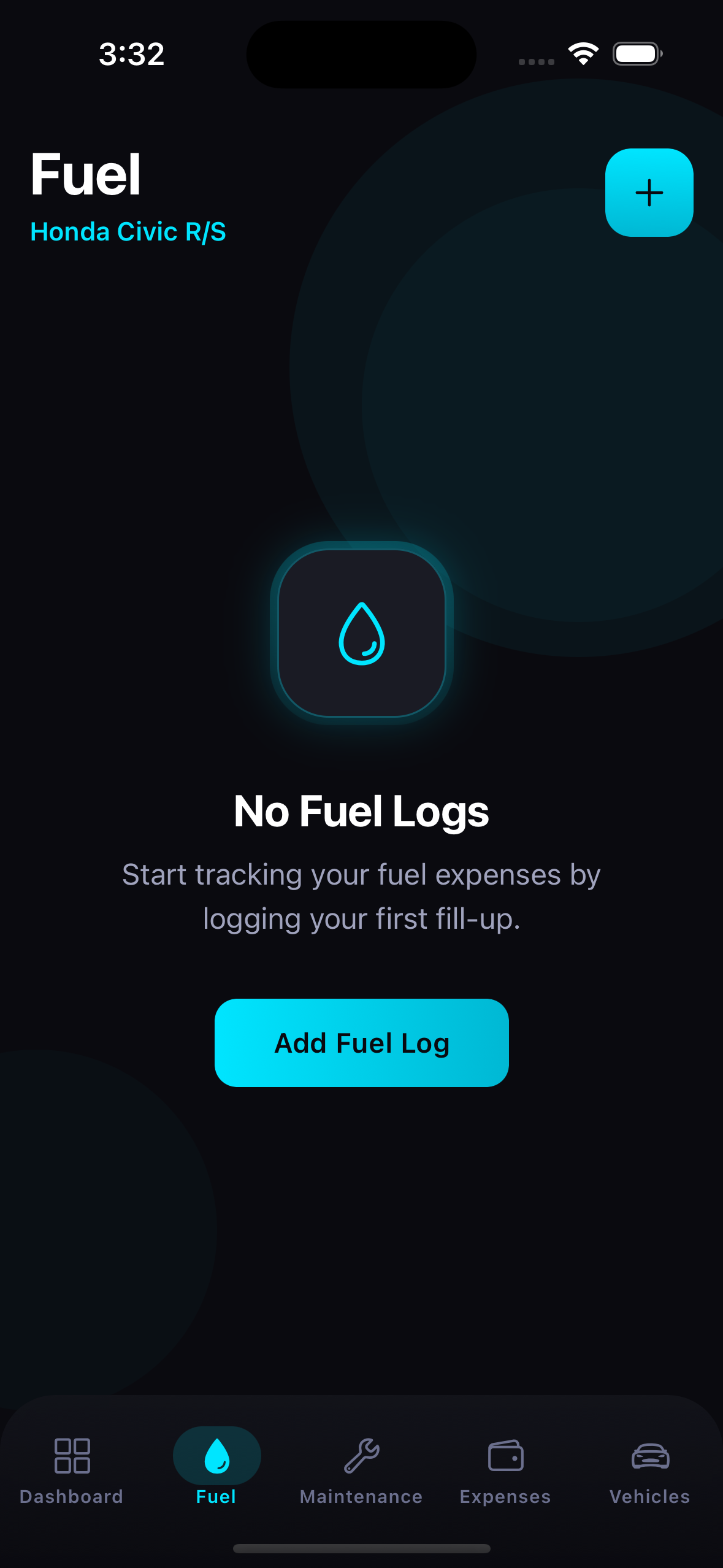 Car Logs real app screenshot — iOS: Fuel Log